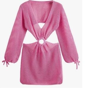 Pink Knit Cutout Dress